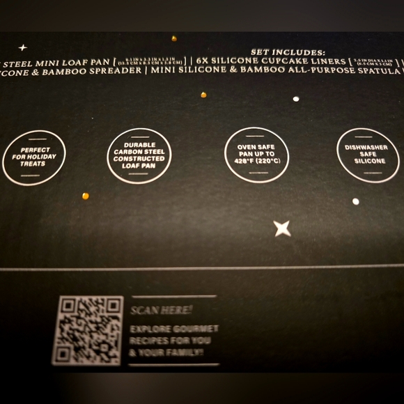 NWT THYME & TABLE 11 Piece Mini Baking Set, Black & Gold, Festive Collection - Picture 12 of 16